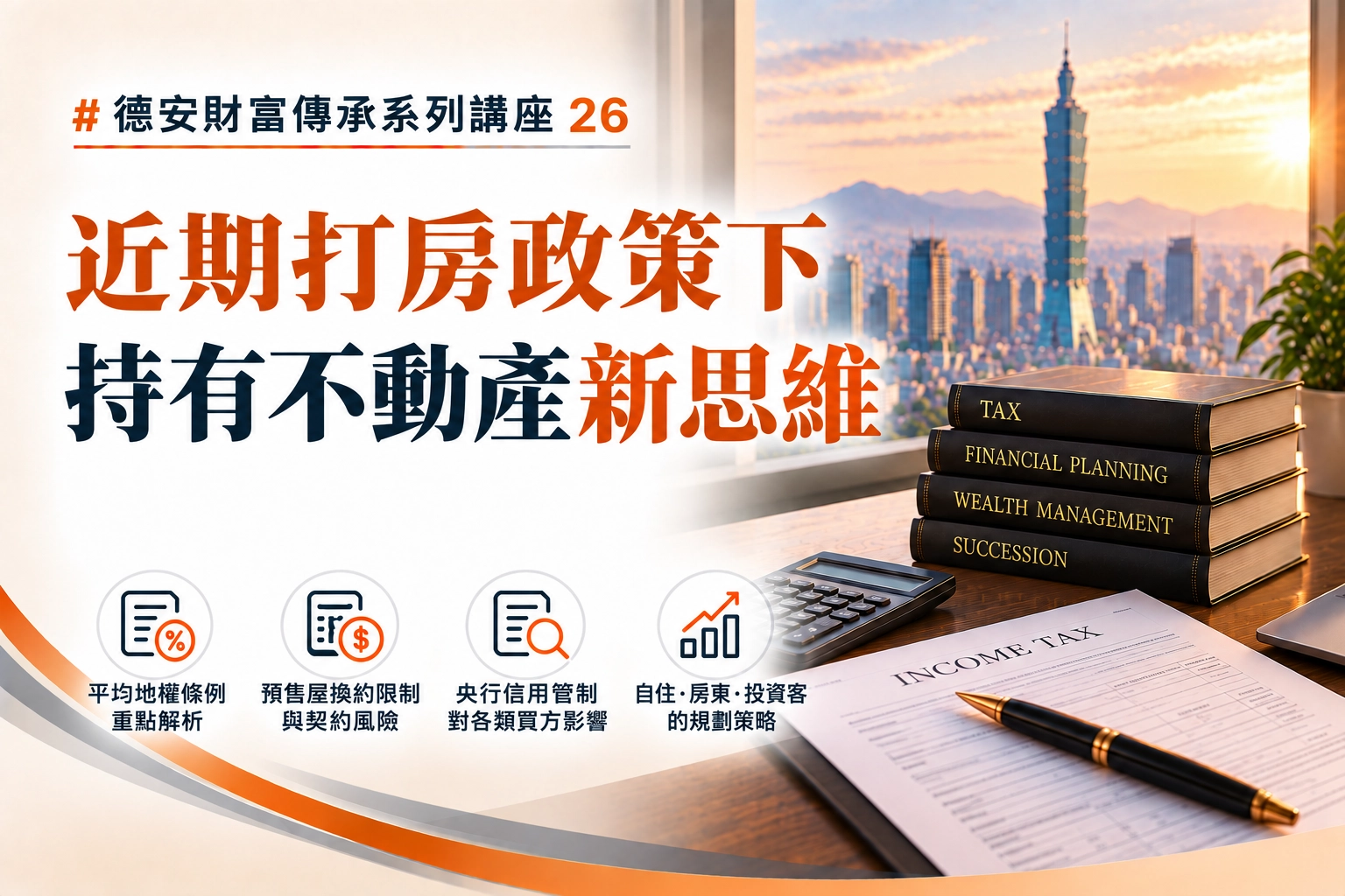 德安財富傳承系列講座(二十六)-線上講座 近期打房政策下持有不動產新思維